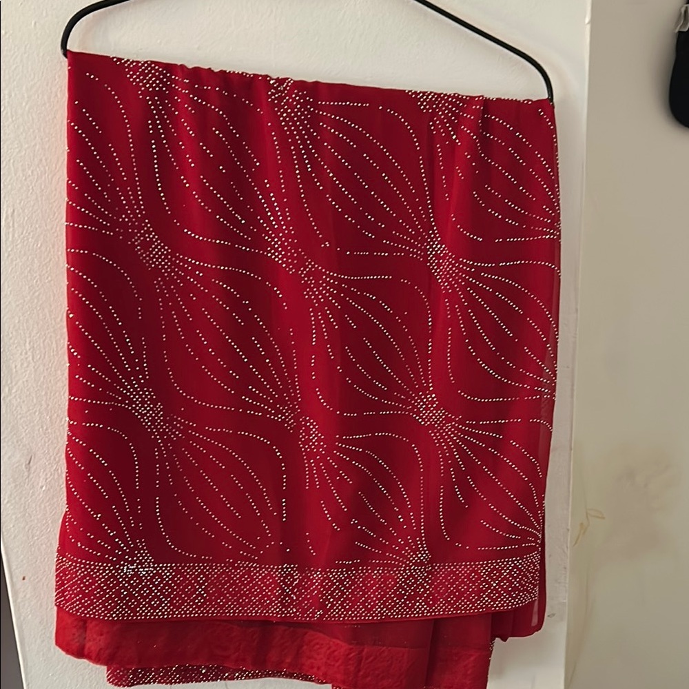 Red Beaded sari